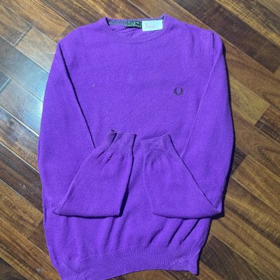 Fred Perry Sweater S/M | Purple 2000s Laurel Wreath Knit Sweater | S-M - 3001