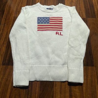 Polo Ralph Lauren Sweater S | Iconic American Flag Knit Cotton Sweater RL | S - 3047