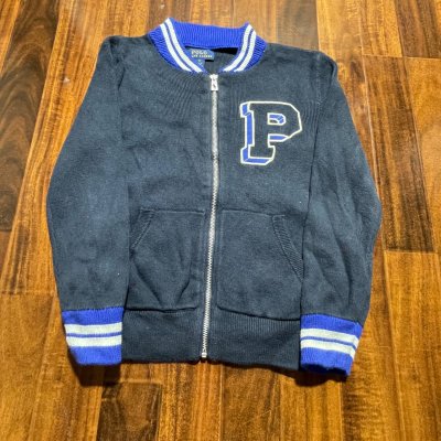 Polo Ralph Lauren Cardigan 4T | Modern Navy Varsity Full Zip Knit P Logo | 4T - 3049