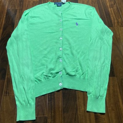 Polo Ralph Lauren Cardigan M | 2000s Green Cotton Knit Pony Cardigan | M - 3055