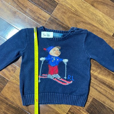Polo Ralph Lauren Sweater | 1990s Rare Navy Ski Bear Intarsia Wool Sweater | 3070