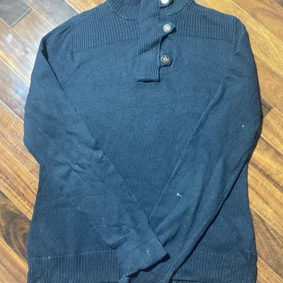 Lauren Ralph Lauren Sweater | 2000s Mock Neck Sweater Navy Button | 3