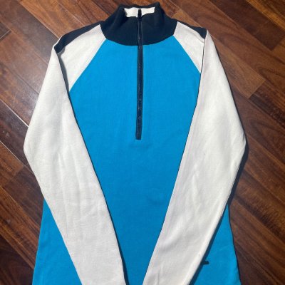 Lauren Ralph Lauren Sweater M | 2000s Half Zip Knit Sweater Blue White Black | M -