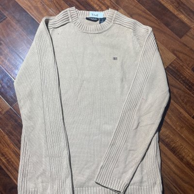 Polo Jeans Co. Sweater M | Beige Rib Panel Cotton Sweater Small Flag | M -
