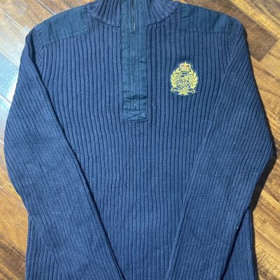 Lauren Ralph Lauren Sweater | 1990s Crest Ribbed Sweater Navy Quarter Zip | -