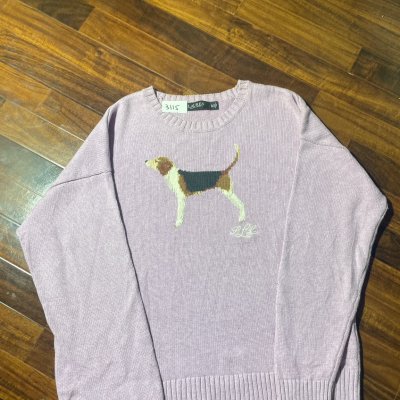 Lauren Ralph Lauren Sweater XL | Lilac Beagle Dog Knit Jumper Short Sleeve | Womens XL