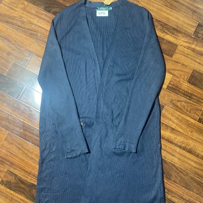 Lauren Ralph Lauren Cardigan | Long Ribbed Cardigan Navy Open Front | L/XL -