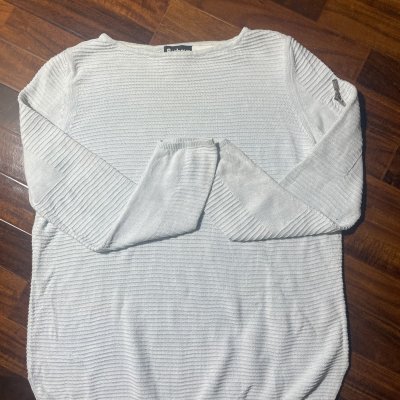 Barbour Sweater M/L | International Cotton Knit Sweater Light Grey Zip Arm | M/L - 3196