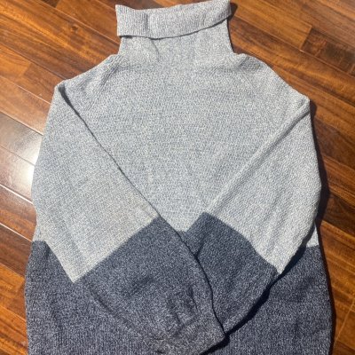 Barbour Sweater M/L | Cheswick Colorblock Knit Turtleneck Grey Navy | M/L - 3197