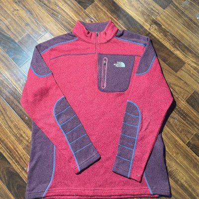 The North Face Fleece M/L | 2000s Colorblock 1/4 Zip Fleece Red Burgundy | M/L - 3209