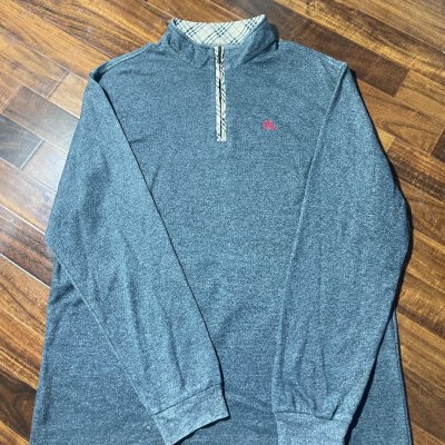 Burberry Pullover M | 2000s Nova Check Quarter-Zip Pullover Grey | M - 3217