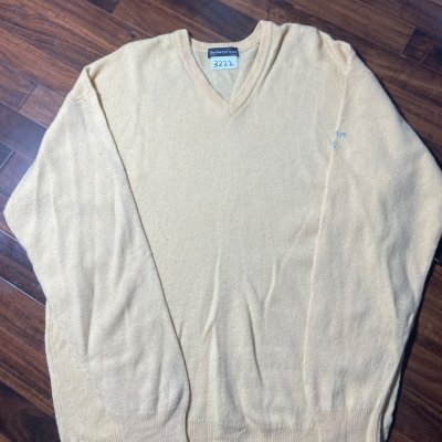 Burberrys Sweater XL | Burberrys 1990s Golf Wool V-Neck Sweater Beige | XL - 3222