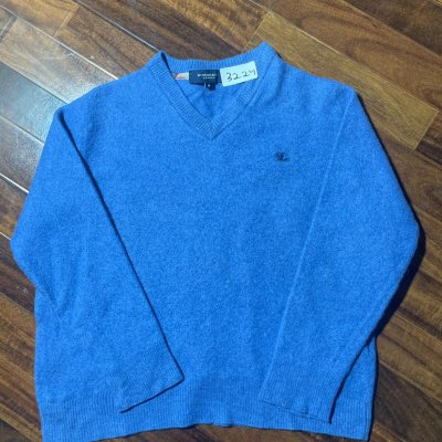 Burberry Sweater S | 2000s Lambswool V-Neck Sweater Light Blue | S - 3224