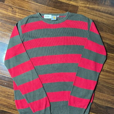 Carhartt Sweater M | Red Olive 2007 Striped Sailor Knit Jumper | Mens M