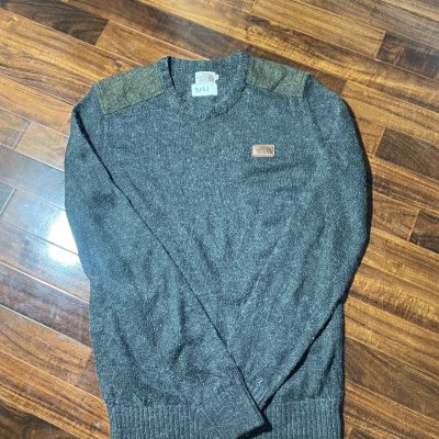 North Face Sweater M | Charcoal Tweed Patch Crewneck Jumper | Mens M