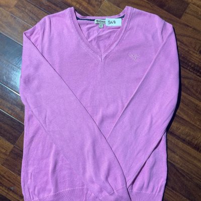 Barbour Sweater M | Pink Modern Cotton V-Neck Sweater | Womens 10 M