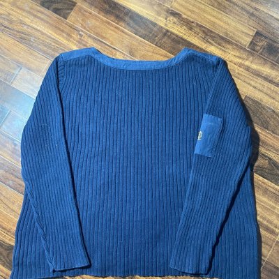 Lauren Ralph Lauren Sweater 3X | Navy 2000s Lace-Up Ribbed Sweater | Womens 3XL