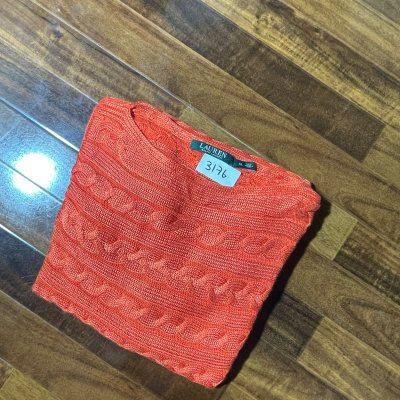 Lauren Ralph Lauren Sweater XL | Orange Cable Knit Sweater Tunic | Womens XL