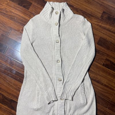Lauren Ralph Lauren Cardigan XL | Beige 2000s Ribbed Button Cardigan | Womens XL