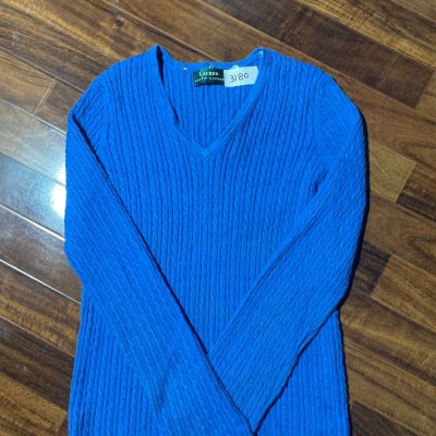 Lauren Ralph Lauren Sweater | Royal Blue 2000s Cable Knit Sweater | Womens M Width 18"