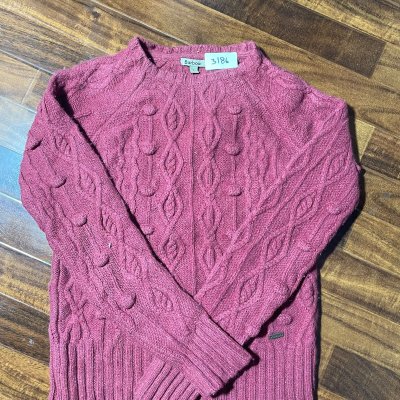 Barbour Sweater M | Lodgemead Dusty Pink Cable Crew Sweater Bobble | Womens M
