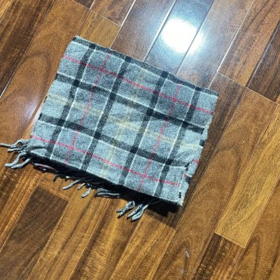 Barbour Scarf One Size | Grey Tartan Lambswool Scarf Fringe | Unisex