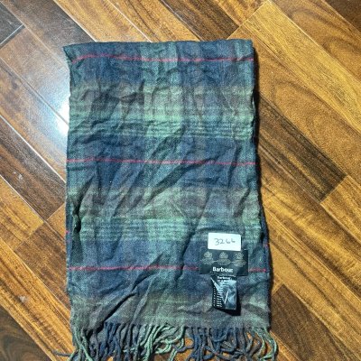 Barbour Scarf One Size | Green Tartan Wool Fringe Scarf Check | Unisex