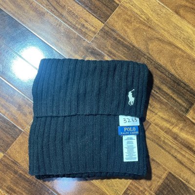 Polo Ralph Lauren Scarf One Size | Black Modern Ribbed Knit Scarf Pony | Unisex