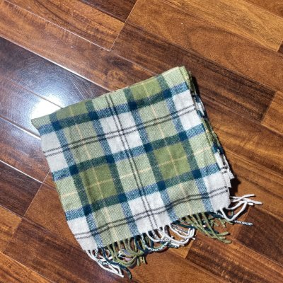 Barbour Scarf One Size | Green Modern Plaid Lambswool Scarf Fringe Check | Unisex