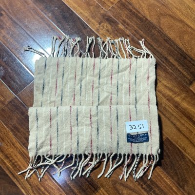 Burberry Scarf One Size | Beige 2000s Wool Cashmere Striped Scarf Fringe | Unisex